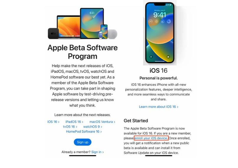 registro de apple beta software